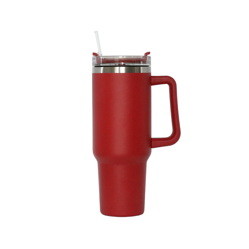 Tumbler with Straw Lid and Handle, Stainless Steel Vacuum Insulated Coffee Cup