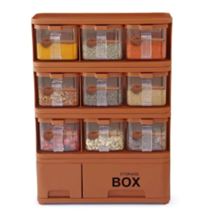 Storage Box Spice Rack 6 and 9 pieces set  With Spoon