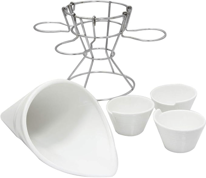 French Fries Serving Cup & 3-Sauce Dishes with Steel Stand uptimeAccessories