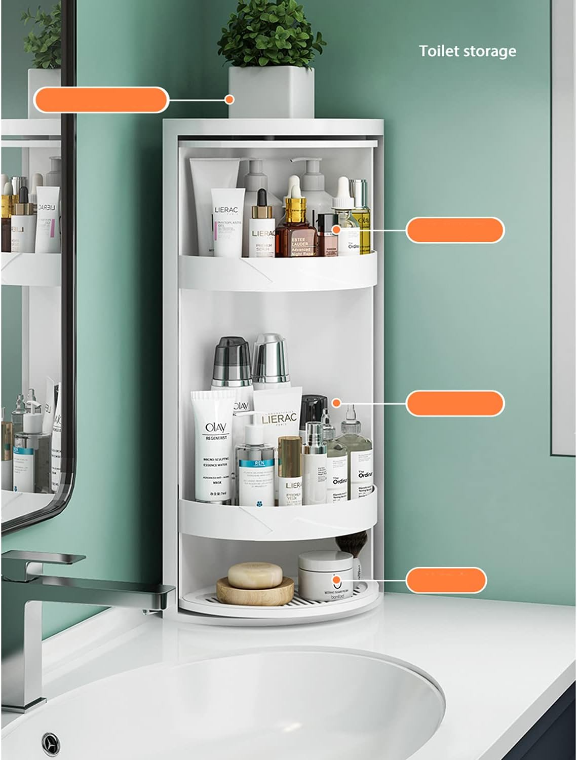 Rotating Wall-Mounted Shelf Bathroom Corner