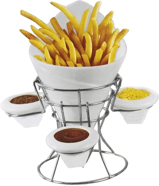 French Fries Serving Cup & 3-Sauce Dishes with Steel Stand uptimeAccessories