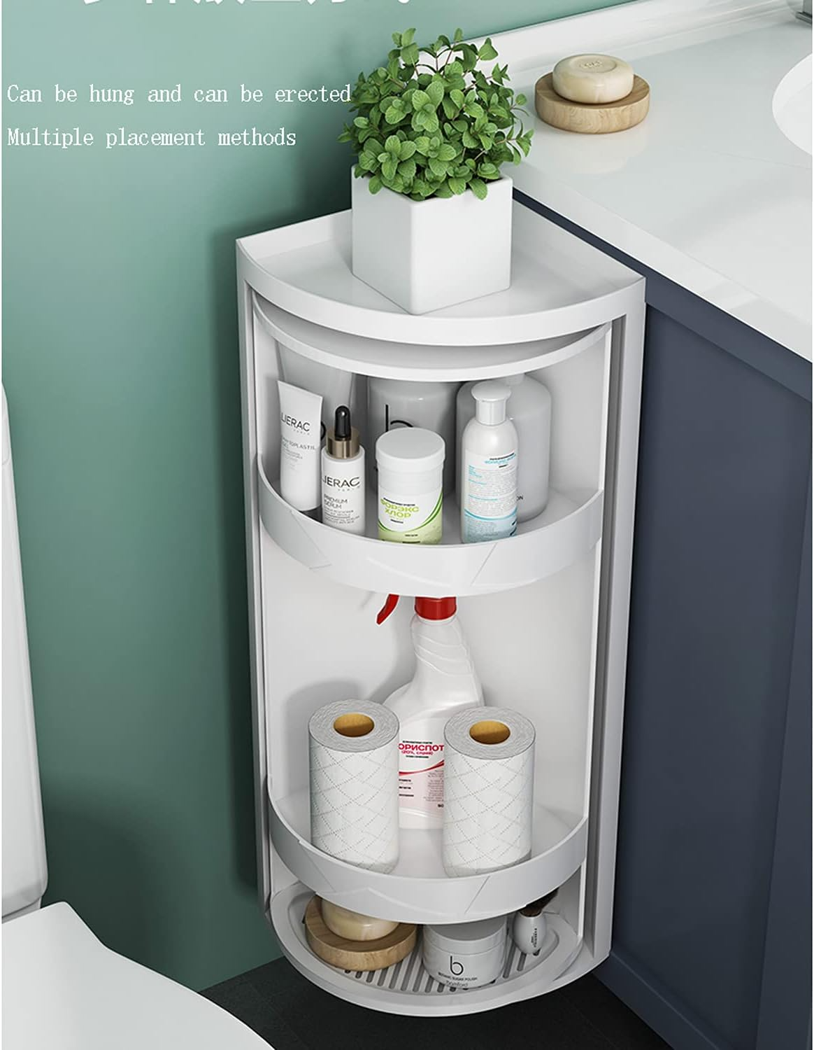 Rotating Wall-Mounted Shelf Bathroom Corner