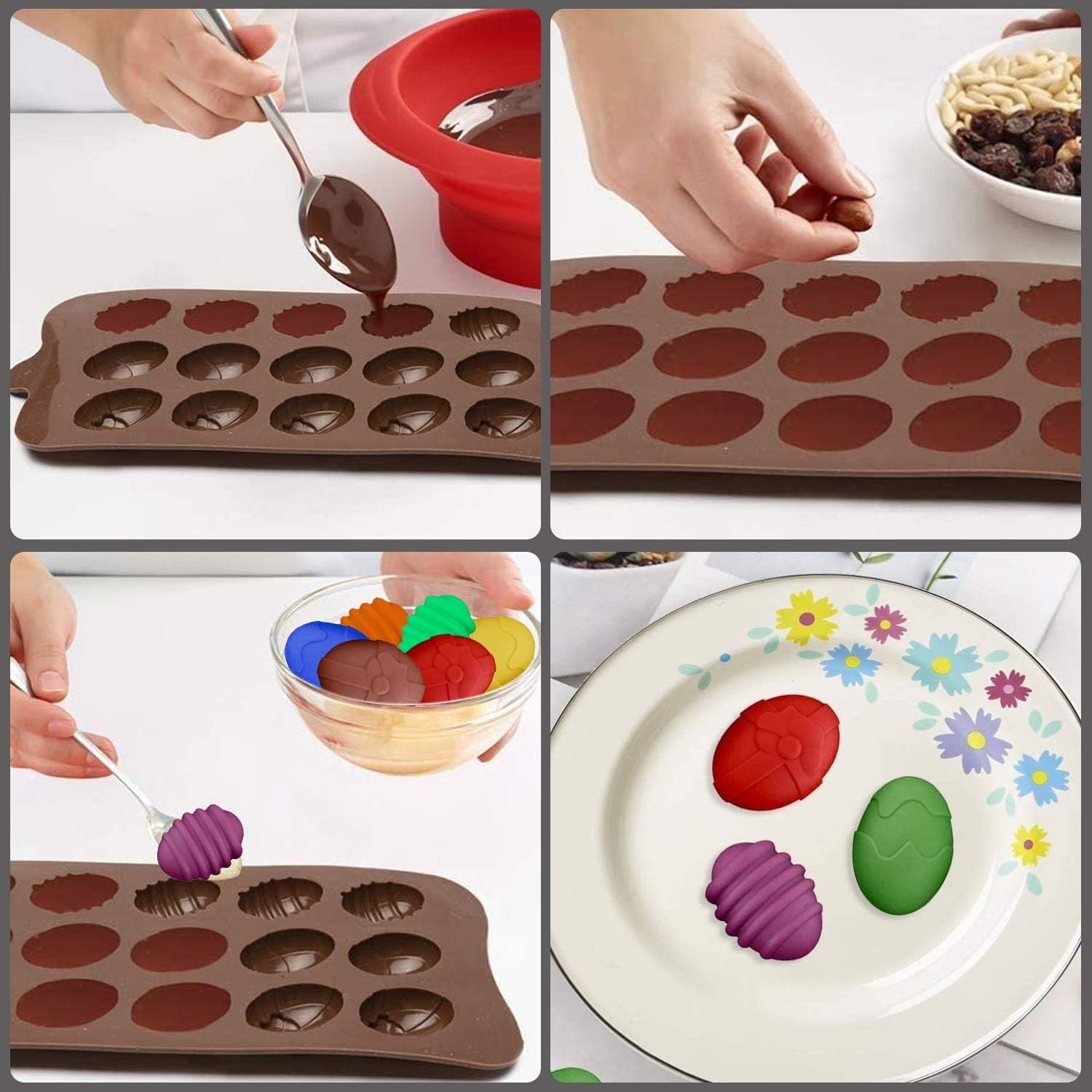 Egg Chocolate Mold, Easter Egg Shape Silicone Baking Molds for Candy