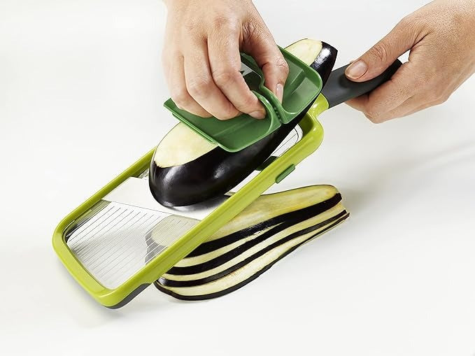 Hand held Slicer with Food Grip and Adjustable Blades