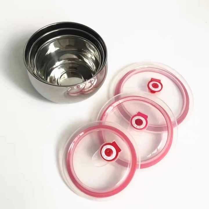 New 3pcs set Sealed Crisper Stainless Steel Bowls