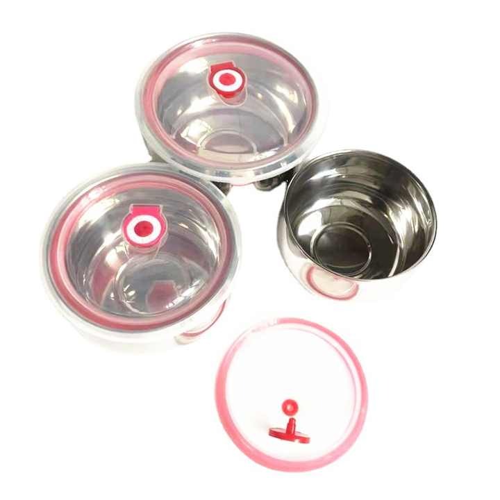 New 3pcs set Sealed Crisper Stainless Steel Bowls