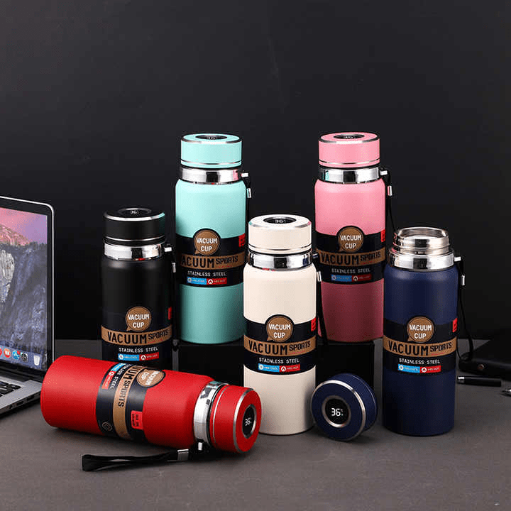 LED Temperature display 600ml 800ml 1000ml Smart Vacuum Insulated Thermal Wholesale Vacuum Stainless Steel Water Bottle uptimeAccessories 