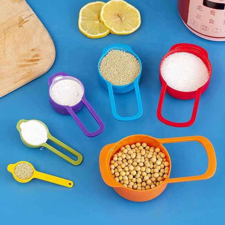 Measuring Cup Plastic Measuring Cup Baking Tool Set 6-Piece Rainbow Color Combination Measuring Spoon cake uptimeAccessories 