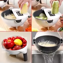 2 In 1 Vegetable Cutter Slicer Chopper Fruit Strainer Basket Multifunction Spiralizer Grater Food Peeler Kitchen Manual Shredder uptimeAccessories 