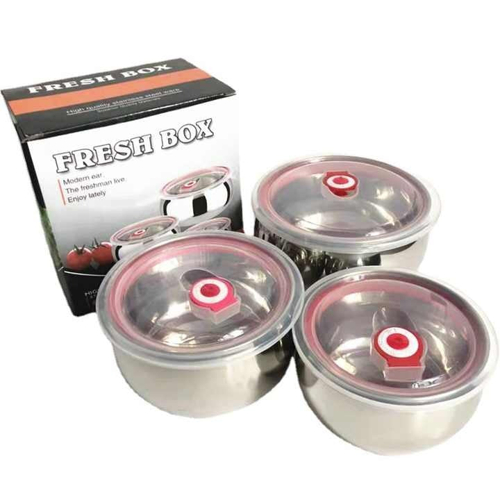 New 3pcs set Sealed Crisper Stainless Steel Bowls