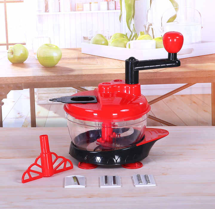 New Arrival Plastic Kitchen 5 Blades Salad Meat Onion Vegetable Cutter Manual Food Chopper with Egg Mixer uptimeAccessories 