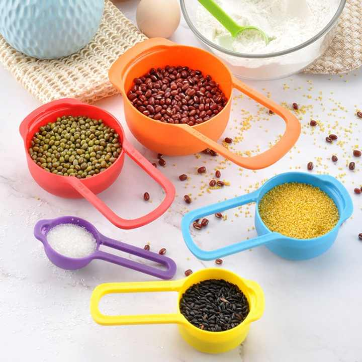 Measuring Cup Plastic Measuring Cup Baking Tool Set 6-Piece Rainbow Color Combination Measuring Spoon cake uptimeAccessories 